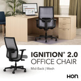 HON Ignition 2.0 Ergonomic Office Chair, Lumbar Support, Desk Chair, Frost