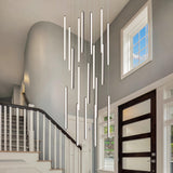 BESTWEST 98" Modern LED Chandelier, 18-Lights Dimmable High Ceiling Large Hanging Lighting Fixture for Loft Villa Living Room Stairs Foyer (Black, 18-Lights 19.7in)