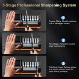 2026 New Electric Knife Sharpener for Kitchen Knives, with 100% Diamond Abrasives and Precision Angle Guides, 3-Stage Professional Automatic Quickly Sharpening/Polishing, Black/Orange