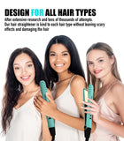 Mnsyflns 2 in 1 Hair Straightener and Curler-15s Fast Heating Ceramic Flat Iron, LCD Temp Display, Wide Plates for Short/Long Hair, Portable Travel Straightener with Heat-Resistant Glove & Clips,Green