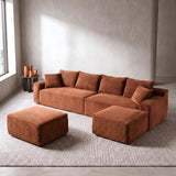 115" Boneless Couch for Living Room, U-Shaped Sectional Cloud Sofa-Orange