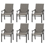 MFSTUDIO Patio Dining Chairs Set of 6 w/Metal Frame & Textilene Fabric
