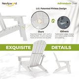 nevilywood Folding Adirondack Chairs Set of 4, HDPE Cup Holders, White