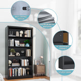 66 in Black Heavy Duty Metal Bookshelf, 5-Tier Adjustable Tall Bookcase