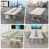 Modular Conference Table, Folding Conference Room Tables with Wheels, Modern Rectangle Training Table with Flip Top