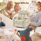 FLEXISPOT XL31 Power Lift Recliner Chair for Elderly, Electric Lift Chair with Massage & Heat, PU Leather Reclining Sofa w/Cup Holders, Side Pockets for Living Room Bedroom(Medium Size,Beige)