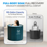 Zennest Foldable Portable Bathtub for Adults – 2-in-1 Hot & Cold Plunge, 105-Gal Large Capacity Collapsible Bathtub Adult, 6-layer Insulated Portable Soaking tub - Space-saving Design