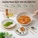 13 Pcs Pots and Pans Set, Nonstick Cookware Sets White Granite Induction Cookware, Non-toxic Healthy Non stick Kitchen Cooking Set