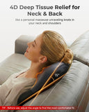 Back & Neck Massager with Heat, 4D Deep Tissue Shiatsu Massage Pillow with Hand Controller, 3 Modes & 3 Speeds, Ergonomic Full Back Support, Soft Molded Foam, for Pain Relief Home Office Chair Use
