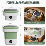 16L Foldable Portable Washing Machine, 45dB Quiet 3-Mode Mini Washer, No Installation Compact Laundry for Travel RV Dorm Apartment Camping, Green