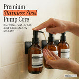 Shampoo and Conditioner Dispenser Wall Mounted Set of 3 Amber Black - No Drill Shower Soap Dispenser for Bathroom Refillable - Spa Hotel Style Accessories by MaisoNovo