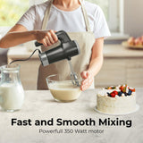 Stellagro Electric Hand Mixer 9 Speed with Stainless Steel Whisk, Flat Beater & Dough Hook, Snap Storage Case, Compact Lightweight 350 W Powerful handheld mixer for Baking & Cooking, Gray