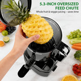 SUSTEAS Juicer Machines with 5.3" Extra Wide Chute,Cold Press Juicer for Whole Fruits & Vegetables, 64oz Capacity Juice Extractor 250W, Easy to Clean, High Juice Yield, Home Juicer, Premium Black