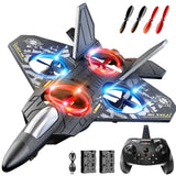 NIPLOOOW Foam Remote Control Airplanes Rc Planes for Kids 4-8, Remote Control Planes Fighter Jet with Light, 360° Flip Fighter Jet Toy, Gravity Sensing, Stunt Roll, Gifts for 6 7 8 10 12 Year Old Boys