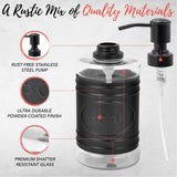 Autumn Alley Farmhouse Matte Black Bathroom Accessories Set (4 PCS) - Lotion Soap Dispenser, Black Toothbrush Holder Set, 2 Glass Apothecary Jars (Qtip Holder) - Rustic Bathroom Accessories Set