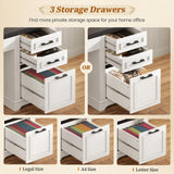 Computer Desk with Hutch and 3 Drawers, 47.2" Executive Office Desk with Storage Drawers