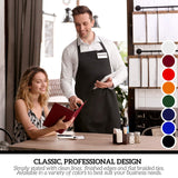 GREEN LIFESTYLE 12 Pack Bib Apron - Unisex Black Aprons, Machine Washable Aprons for Men and Women, Kitchen Cooking BBQ Bulk (Pack of 12, No Pockets, Black)