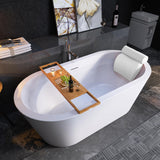 64" Free Standing Tub, Pure Acrylic Freestanding Bathtub, Stylish Stand Alone Contemporary Deep Soaking Bath Tub, cUPC Certified SY1265 (Glossy White)