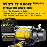 Novawinch Flex 8000 lb Electric Trailer Winch 12V - Synthetic Rope - Heavy Duty Power Tow for Boat Trailer, Marine and Utility Trailers - 8000 lb Capacity for Loading and Retrieval