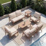YURDAFY 7 Piece Aluminum Patio Furniture Set with Sofa, Loveseat, Chairs and Tables, Outdoor Conversation Set with Washable Cushions for Backyard, Garden, Balcony and Deck
