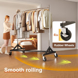 HOKEEPER Clothes Rack Z Rack Clothing Rack Commercial Garment Rack with Lockable Wheels Height Adjustable Coat Rack Heavy Duty Clothes Rack for Bedroom, Living Room, Laundry, Balcony 71" H, 4 Pack