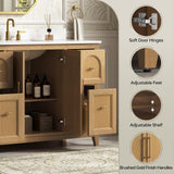 DELUXE LIVING 48 Inch Bathroom Vanity with Sink, Fully Assembled, Light Oak