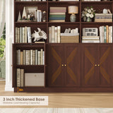FACBOTALL 72.8" Large Bookshelf, Farmhouse Bookshelf with 8 Doors, Cherry