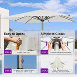PURPLE LEAF Umbrella 13' x 13' Commercial Semi Auto Lift, White
