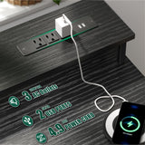 47 Inch Computer Desk with 5 Fabric Storage Drawers,Gaming Desk with Power Outlets & LED Lights