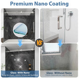 KPUY Tub Shower Door, 55-60" W x 60" H Frameless Sliding Bathtub Door, 1/4" (6mm) Thick Tempered Clear Glass with Explosion-Proof Film Nano Coating, Stainless Steel Frame, Brushed Nickel