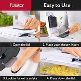 Vegetable Chopper - Food Chopper - Onion Chopper - Vegetable Slicer & Spiralizer - Veggie Chopper with Container (4 in 1, White) fullstar