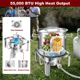 ARC 20QT Stainless Steel Steamer Pot Set, 55,000BTU Stainless Steel Portable Propane Burner for Seafood Crab,Vegetable,Vaporeras para Tamale Steaming, w/Easy-fill Water Spout, Divider and Steamer Rack,Outdoor Cooking