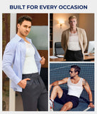 Men Body Shaper Slimming Vest Tight Tank Top Compression Shirt Tummy Control Underwear Moobs Binder (White, M)