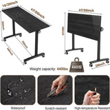 WXHYMXFDC Folding Conference Table with Wheels Modular Foldable Training Tables with Flip Top Business Style Wooden Training Table with Strong Metal Frame for Office Schools Libraries,Black,55in,12