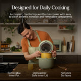 Our Place Rice Cooker | Compact Rice Cooker 3-Cup Uncooked / 6-Cup Cooked with Ceramic Nonstick Inner Pot | Fuzzy Logic Multi-Cooker for White & Brown Rice, Oatmeal & Grains | Delay Timer & Auto Keep Warm | Blue Salt