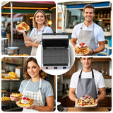 HTTSICHI Square Waffle Maker - Commercial Waffle Iron w/Non-stick Baking Pans, 550 ℉ Temperature and Timers, 1550W Hotel Waffle Machine