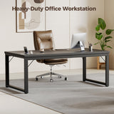 54 Inch Computer Desk with Power Outlets, 1.2" Thick Heavy Duty Industrial Office Desk