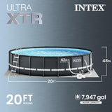 INTEX 26333EH Ultra XTR Deluxe Above Ground Swimming Pool Set: 20ft x 48in – Includes 2100 GPH Cartridge Sand Filter Pump – SuperTough Puncture Resistant – Rust Resistant – Easy to Assemble