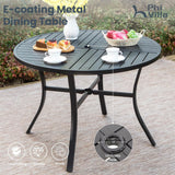 PHI VILLA 5 Pcs Outdoor Dining Set for 4& Round Metal Table