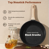 SODAY 17 Pcs Pots and Pans Set Non Stick Kitchen Cookware Sets Nonstick Induction Cookware Non-toxic Black Granite Cooking Tools