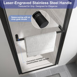 EASYWORC Frameless Pivot Shower Door 26"-28" W x 72" H, Swing Shower Glass Doors with Nano Explosion-Proof Film Tempered Glass 1/4"(6mm) Reversible Installtion, Matte Black Finish