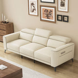 NessCarst 112.5" Dual Motor Power Reclining Sofa, Plush Faux Leather Couch