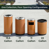 22 Gallon Round Outdoor Trash and Recycling Bin - Stainless Steel and Wood Composite
