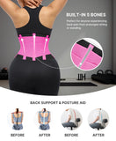 SHAPELLX Waist Trainer for Women Workout Belt Corset Shapewear Body Shaper Girdle Back Brace for Lower Back Pain Faja Rose Red