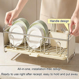 STCERY Modern Dish Drying Rack with Drainboard, Countertop Dish Rack, Kitchen Organization, Intelligent Drainage Structure, Used for Drying Bowls, Plates and Cups(Gray)