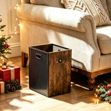 FANTERSI Office Trash Can 4.5 Gallon, Metal Mesh and Wood Combination Small Garbage Can, Rectangular Waste Basket with Handle, Industrial Trashcan for Home Office, Bedroom, Living Room