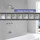 CISTPOFS 3 Handle Tub Shower Faucet Chrome Tub and Shower Trim Kit with Rough-in Valve Bathtub Shower Faucet Set with Tub Spout Wall Mounted