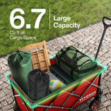 VIVOSUN Collapsible Folding Wagon, 350 lb Load-Bearing Outdoor Utility Cart with Silent Universal Wheels, Cup Holders &Side Pockets