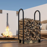 Fire Beauty Firewood Log Rack Adjustable Bracket Kit, Fireplace Wood Storage Holder,Black Powder,Coated Steel, Outdoor and Indoor(Adjustable)