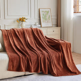 NEWCOSPLAY Super Soft King Blanket Coffee Premium Silky Flannel Fleece Leaves Pattern Lightweight Bed Blanket All Season Use (Coffee, King(90"x110"))